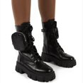 thumbnail image 4 of Blue37Botas de plataforma con estilo con bolsillo pequeño Botas de cabeza redonda con cordones para mujer para el otoño, 4 of 5