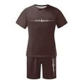 thumbnail image 4 of Men'S Short Sets 2 Piece Trendy Summer Short Sleeve Casual Button Down Shirts Shorts Set Fashion Lightweight Sweat Suit (Coffee,M), 4 of 5