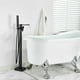 thumbnail image 3 of Zovajonia Tina Relleno Grifo de bañera independiente montado en el suelo baño con ducha de mano Negro Mate Zovajonia Zovajonia 93-PHQK1, 3 of 11