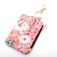thumbnail image 1 of Printed Folded Vertical Bag Zipper Coin Purse Keychain Wallet Floral Leather ID Card Bag For Women, 1 of 4
