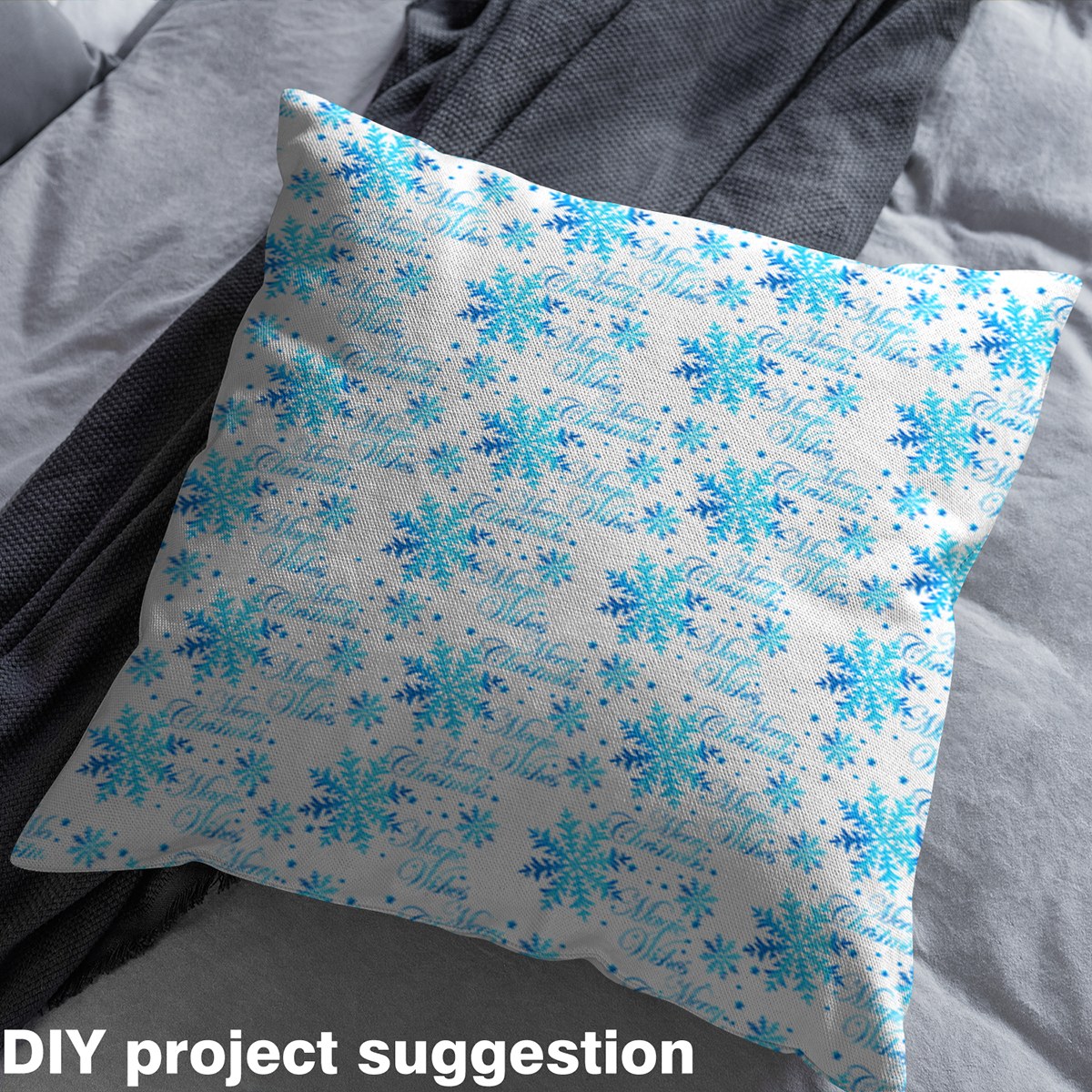 Homewish Cartoon Xmas Snowflake Fabric by the Yard 3 Yard,Merry Christmas Sewing Fabric,White Blue Room Decor Fabric by the Yard For Girls Boy,Breathable Home Decor