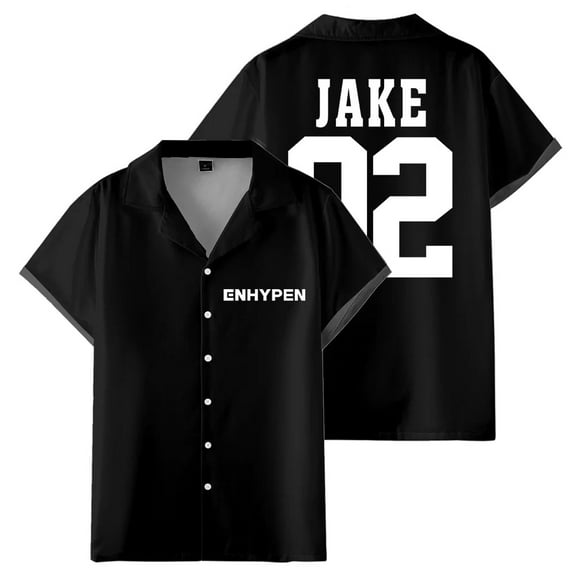 ENHYPEN JAKE 02 Merch Shirt Women Men Camp Collar Short Sleeve V-Neck Fashion Shirts