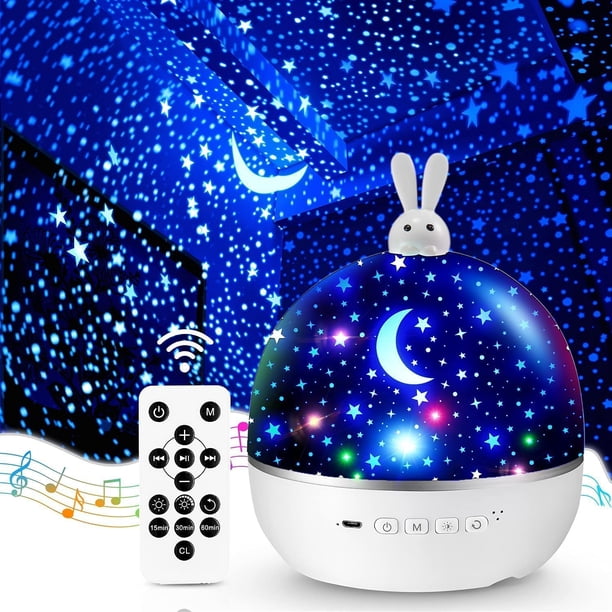 Baby Night Light Star Sky Projector, Bluetooth Musical y Luminous Night Light, 8 Películas Children's Night Light, 360° Rotation Remote Control Night Light + Children's Night Lamp, Deco Gift TUNC Sencillez