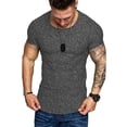 thumbnail image 1 of HIMONE Men Athletic Workout Shirt Sport Running Slimming Body Shaper Tee Tops Rib Knit Round Neck T-Shirts, 1 of 4