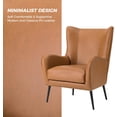thumbnail image 6 of Faux Leather Armchair with Removable Cushion Upholstered Wingback Accent Chair Set of 2 Living Room Bedroom,Camel, 6 of 8