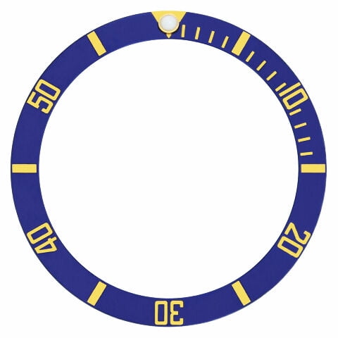 BLUE GOLD FONTS BEZEL INSERT ALUMINUM FOR FIT ROLEX SUBMARINER 16800 16808-2