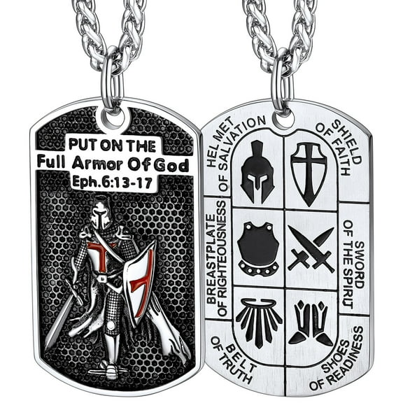 FaithHeart Knights Templar Seal Necklace for Men Stainless Steel Dog Tag Pendant Christ Fellow-Soldiers Jewelry Gift for Boyfriend Husband Valentine's Day