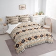 thumbnail image 3 of Homewish Rustic Aztec 7pcs Bedding Comforter Set,Bohemain Geometric Triangle Queen Bedding Sets,Beige Black Queen Sheet Sets For Men Women,Ultra Soft Home Decor Reversible, 3 of 8