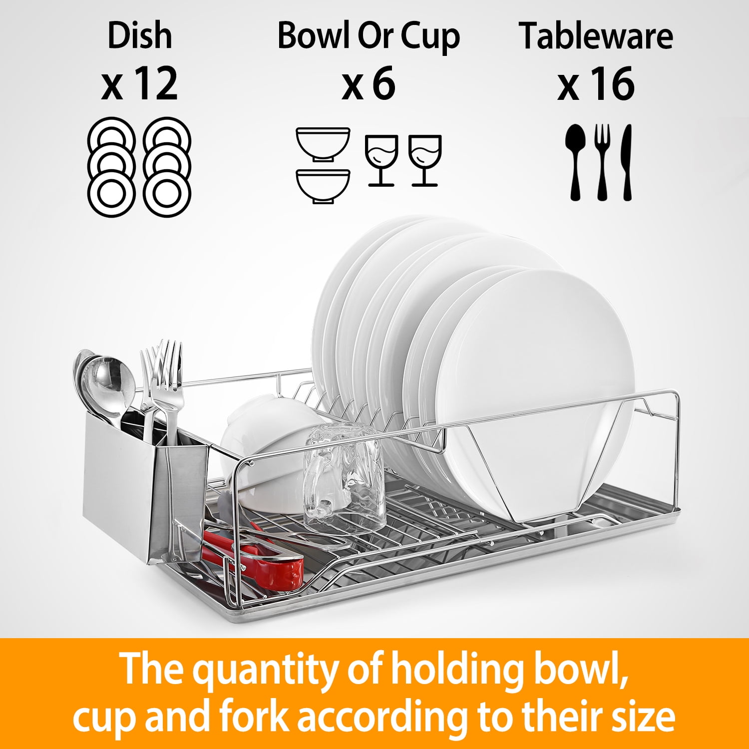 5.12in Tall Stainless Steel Dish Drying Rack ,Cutlery Organizer Drainboard Holder