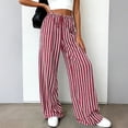 thumbnail image 5 of Bbyeadc Women's Striped Flared Pants Waist Tie Loose Oversized Leg Soft Daily Wear Relaxed Trousers with Side Pockets,Red (S), 5 of 6