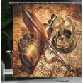 thumbnail image 4 of Ambesonne Brown Shower Curtain, Compass Goose Quill Pen, 69"Wx70"L, Orange Brown, 4 of 5