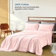 thumbnail image 2 of 900 Thread Count 4 Piece Quality Sheet Set 12 Inch Deep Pocket 100% Egyptian Cotton Color Pink Solid Size California King, 2 of 7