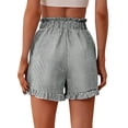 thumbnail image 2 of Stephy Striped High Waisted Casual Shorts for Women's Summer New Hot Pants Versatile Wide Leg Pants, Black, M, 2 of 7