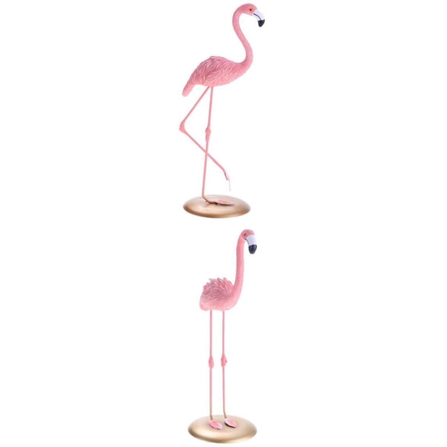 2pcs Jardín Estanque Césped Pie Flamingo Display Pájaros Estatuillas Adorno