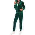 thumbnail image 4 of Honganda Women 2 Pcs Tracksuits Solid Color Zipper Hoodie Sweatshirt and Sweatpants for Activewear Outfits Set, 4 of 6