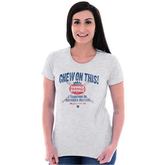 Dubble Bubble Gum Chew On This Baseball Women's T Shirt Ladies Tee Brisco Brands S