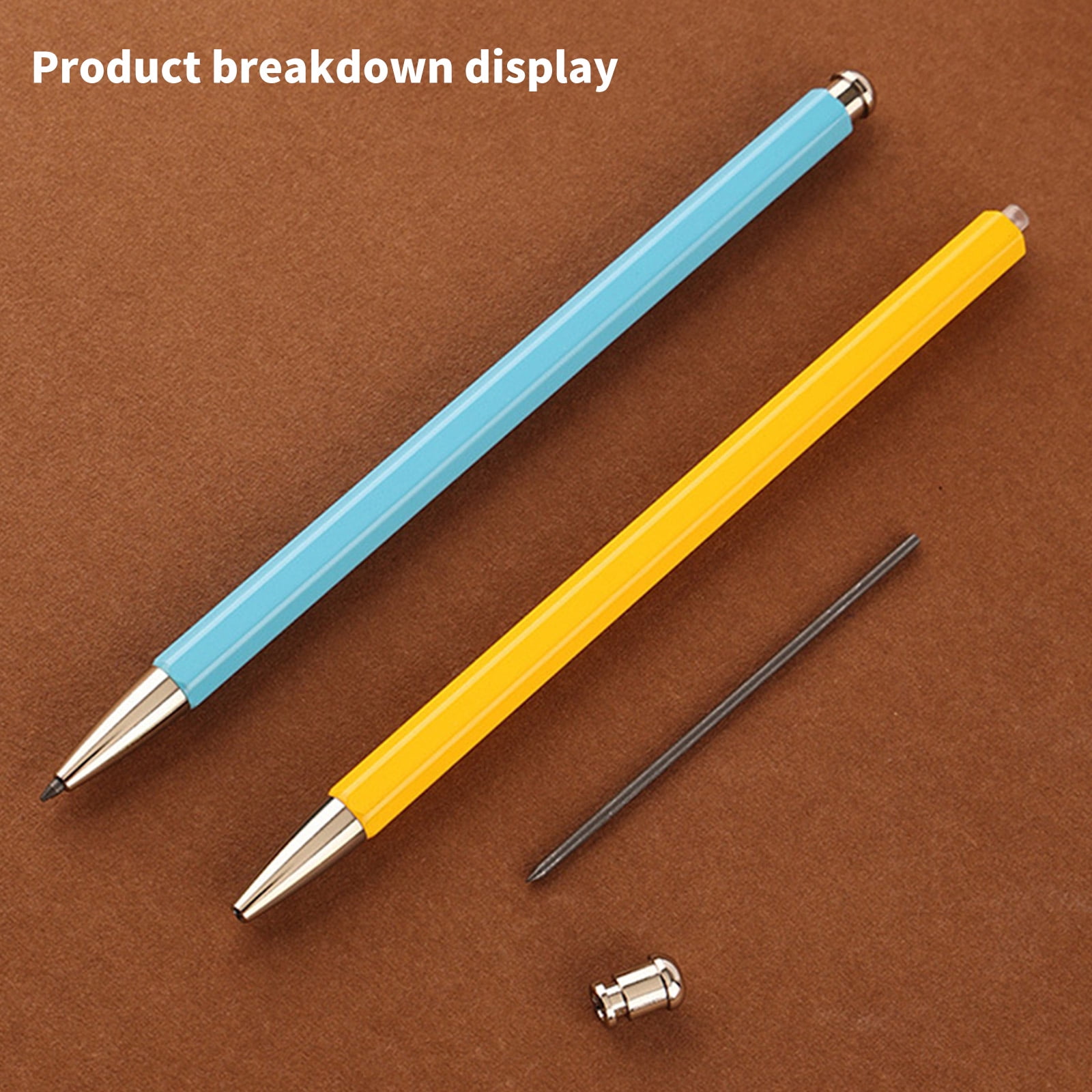 Metal Everlasting Pen with Sharpener & Refills, Ergonomic Handle Metal Mechanical Pencil Student Drawing Pen Sketch Pen