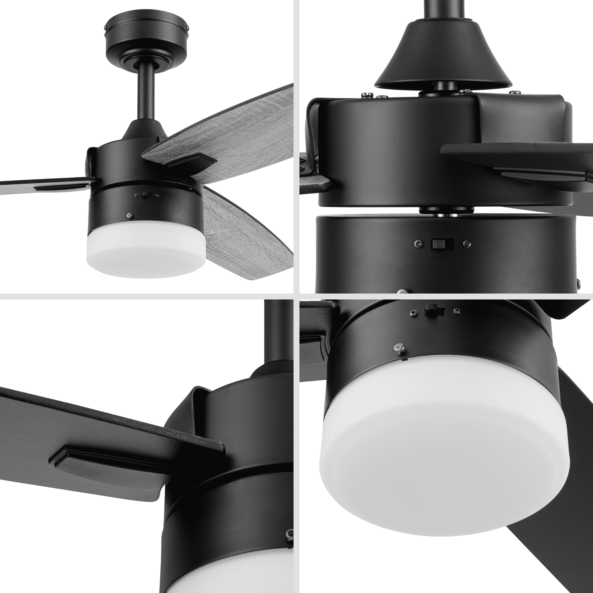 Honeywell Conifer 42" Black Modern Outdoor Ceiling Fan with Light and Remote Control, Reversible Motor