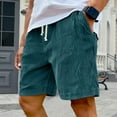 thumbnail image 4 of HKYNLAG Men's Corduroy Shorts Elastic Waist Drawstring Cargo Short Multi-Pocket Lightweight Summer Casual Beach Shorts Turquoise 5XL, 4 of 4