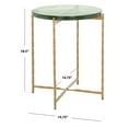 thumbnail image 3 of SAFAVIEH Tengah Round Glass Accent Table, Green/Brass (14.8 in. W x 14.8 in. D x 18.5 in. H), 3 of 9