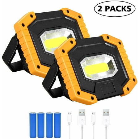 

30W LED Work Light USB Rechargeable Spotlights Torch Portable Outdoor Camping Hunting Fishing Emergency Work Light 2 PACK