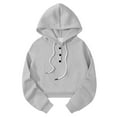 thumbnail image 4 of Y2K Hoodie, Yigetop Womens Oversized Solid Color Sweatshirts Pullover Lapel Women's Loose Casual Hoodie Short Sweatshirts Crop Hoodies for Women Grey 3XL, 4 of 5