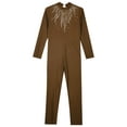 thumbnail image 4 of Kaerm Body de Danse pour Filles avec Strass Manches Longues Unitard Extensible Marron 8, 4 of 6
