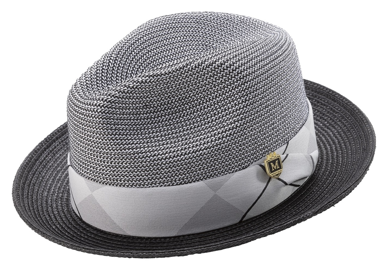 Two Tone Stingy Brim Pinch Fedora Hat 