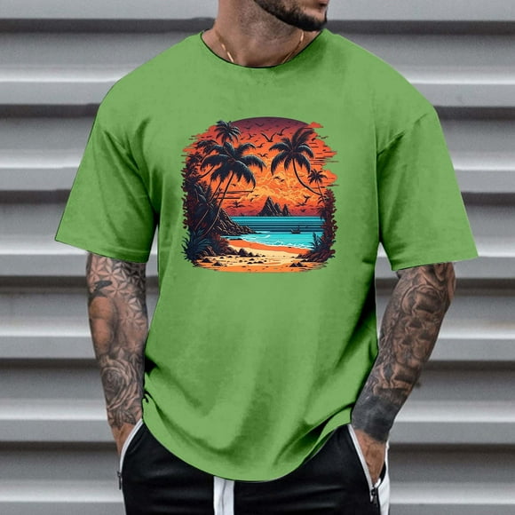 Men T Shirts Men's Casual T Shirt with 3D Printed Tree Design Ideal for Beach Style Enthusiasts