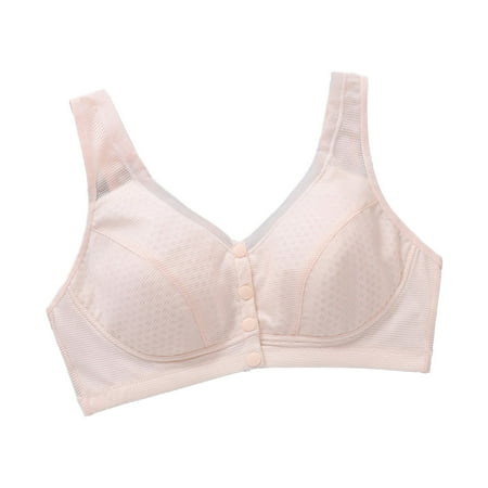Fadeal Seamless Bra Bras for Women No Underwire Bras Women s Bras for Older Women Full Support Bras for Women No Panty Line Underwear Women s Underwear Cotton Set Front Closure Bras for Women Beige XL