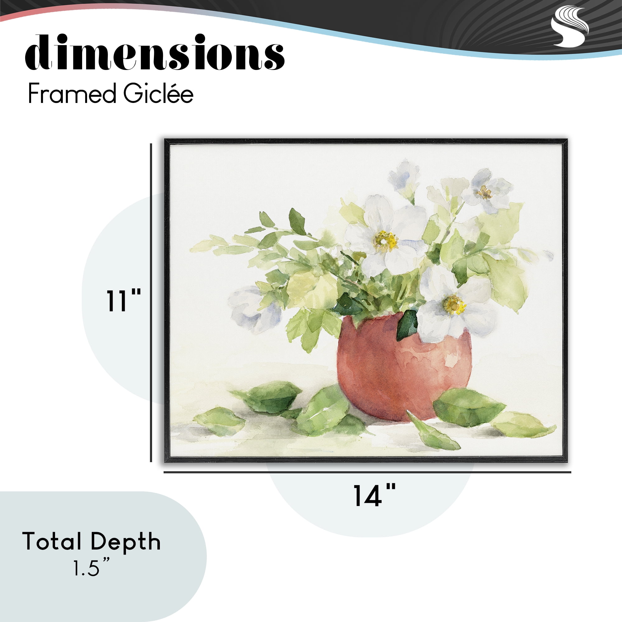 Stupell Industries White Anemones in Copper Vase Black Framed Giclee Art, design by Lanie Loreth