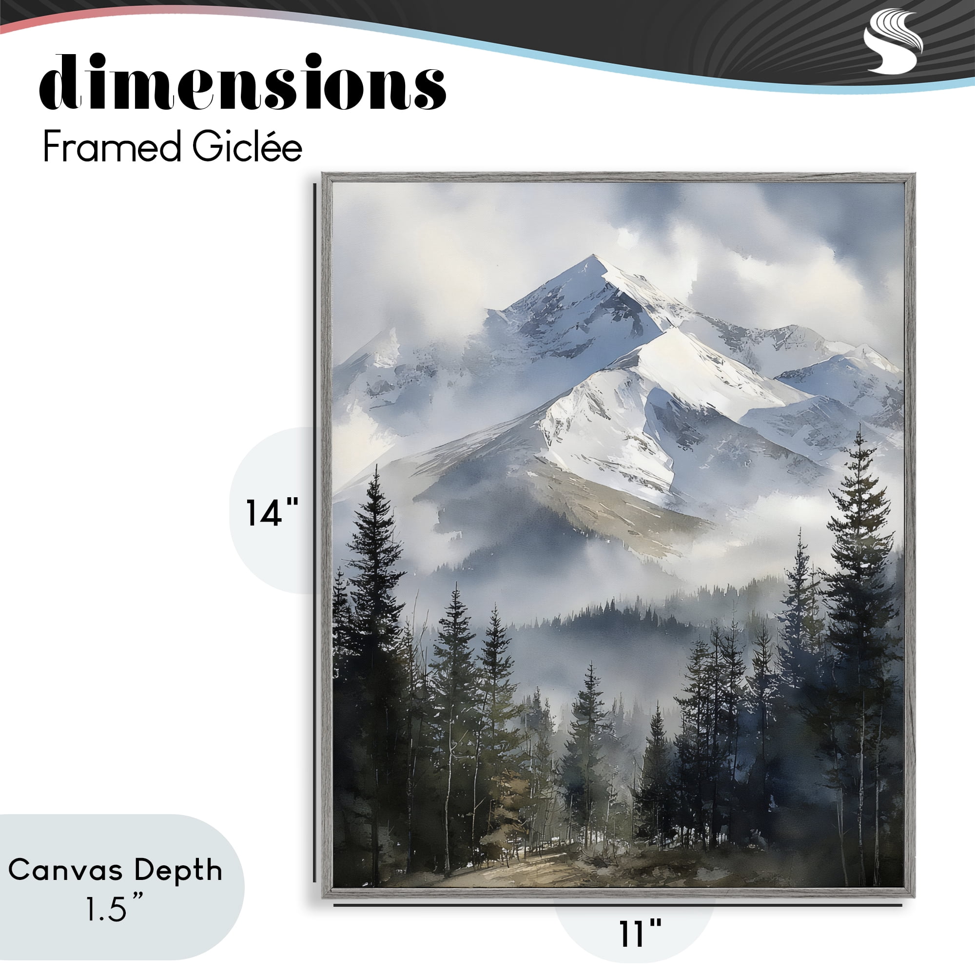 Stupell Industries Snow & Mist Alpines Gray Framed Giclee Art, design by Franklyn Gregory
