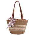 thumbnail image 1 of Bolso de mano de paja FLhrweasw con lazo beige, 1 of 9