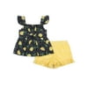 Lemon Ruffled Tank Top and Short, 2-Piece Outfit Set (Little Girls)