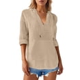 thumbnail image 2 of Womens Tops Long Sleeve Casual Loose Fit Shirt Relaxed Blouse Spring Summer Outfits Top Basic Tees L, 2 of 7