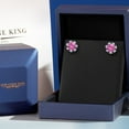 thumbnail image 5 of Gem Stone King 18K Yellow Gold Plated Silver Pink Created Sapphire  Earrings with Jackets for Women | 2.00 Cttw | Gemstone September Birthstone | Round 6MM, 5 of 6