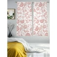 thumbnail image 2 of Coral Red Farmhouse Sheer Curtains for Living Room Bedroom Floral Floral Plant Leaf Vintage Spring Sheer Curtains 72 Inch Long 2 Panels Set Light Filtering Curtain Window Treatments Drapes, 2 of 6