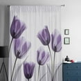 thumbnail image 5 of Purple Tulip Floral Semi Sheer Curtains Drapes for Living Room, Bedroom, French Doors Window 96 Inches Long, Pastel Country White Wildflower Rod Pocket Chiffon Curtain Drapery Voile Draperies Panel, 5 of 6