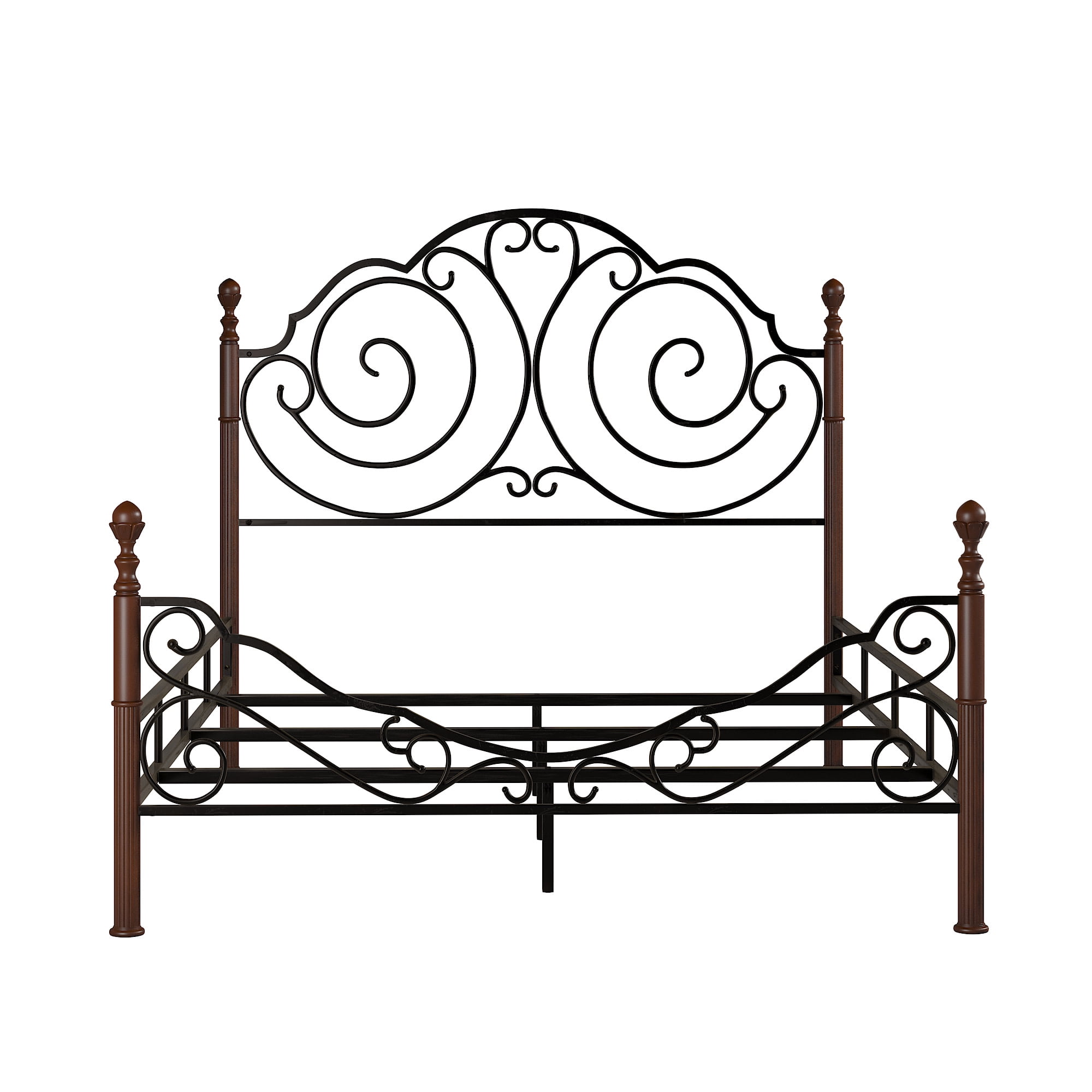 Weston Home Adison Graceful Scroll Bronze Iron Bed, Queen
