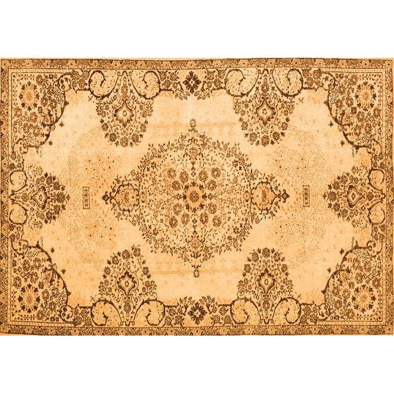 Ahgly Company Indoor Rectangle Medallion Orange Traditional Area Rugs, 6' x 9'