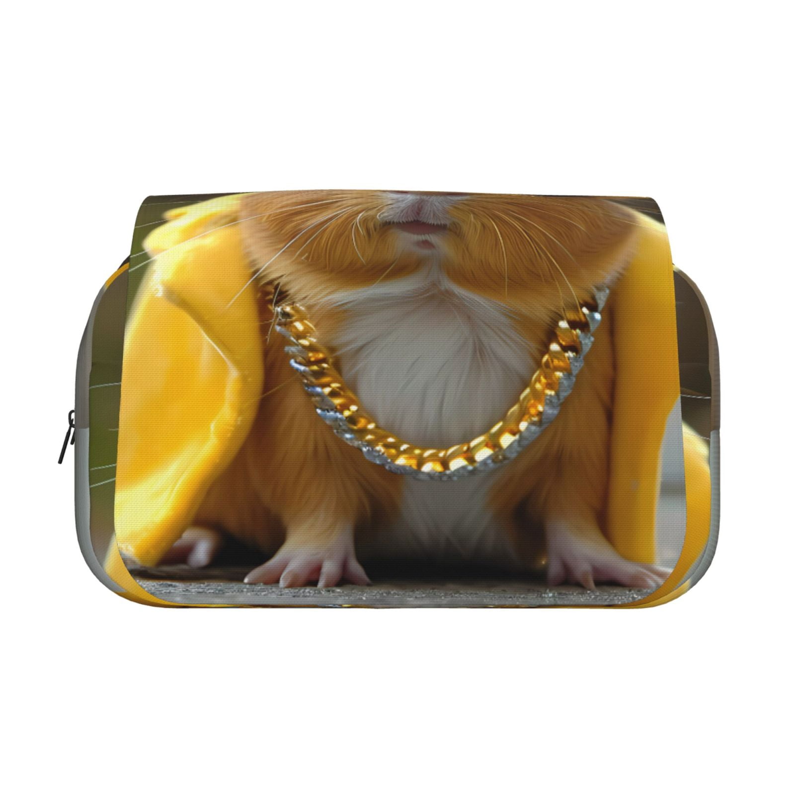 Rateoe Heavy Metal Style Guinea Pig Pattern Double Clamshell Pen Case, Storage Organizer with Two Zipper Compartments– Holds Up to 50 Pencils & Pens
