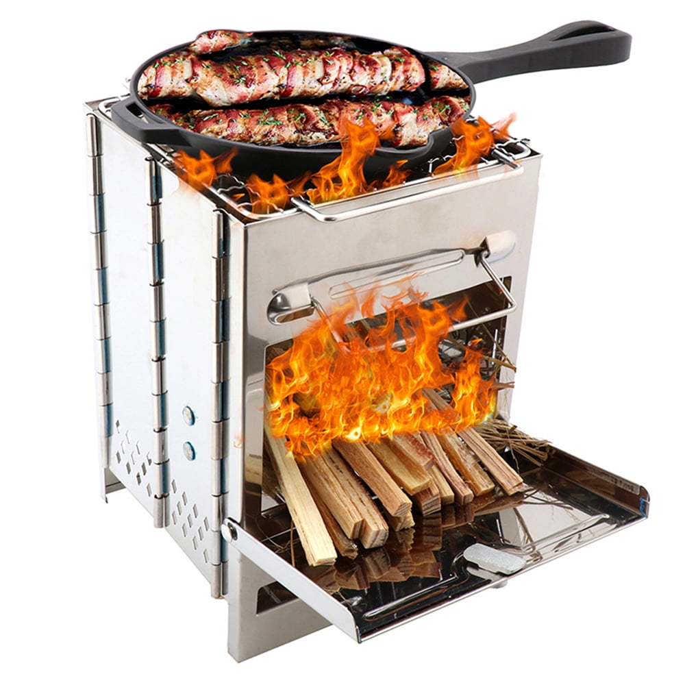 New Ohuhu Potable Wood Burning Stoves for Picnic BBQ Camp Hiking with Grill Grid
