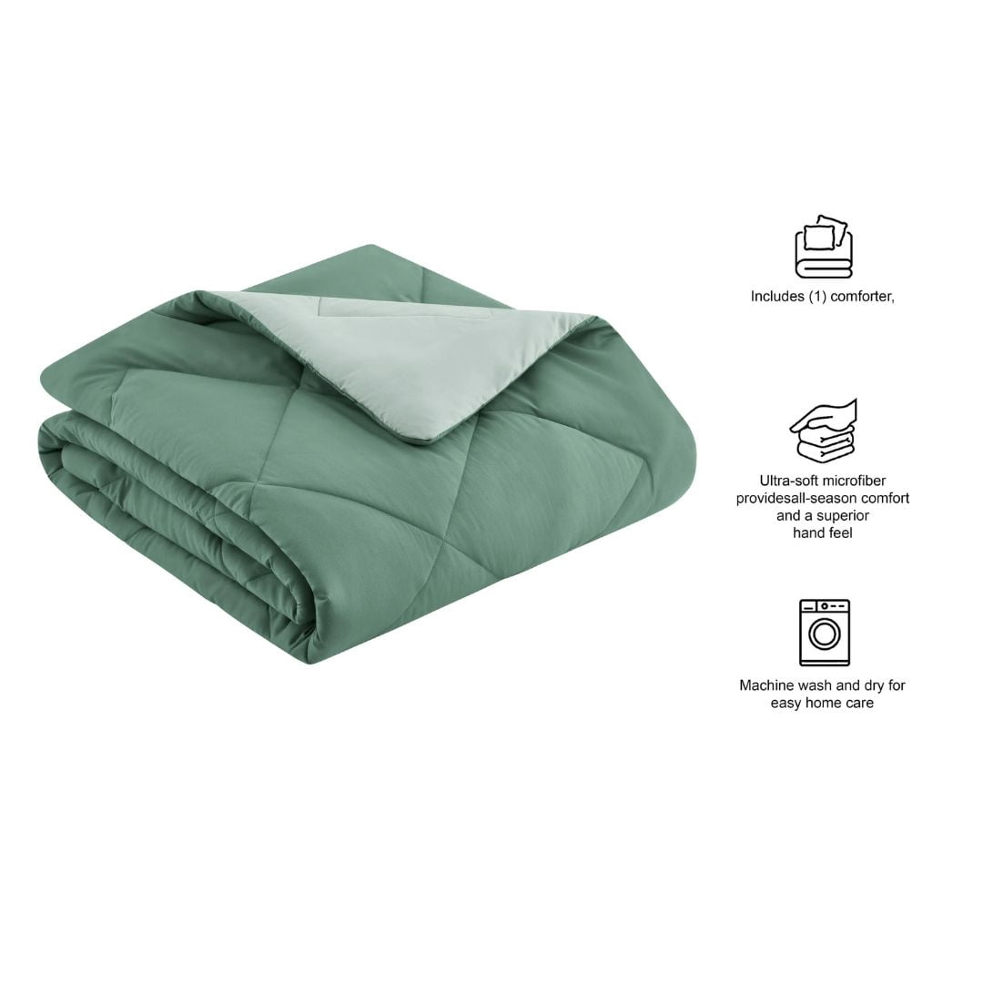 Mainstays Twin/Twin XL Comforter, All-Season Reversible Microfiber, Light Green