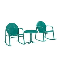 Crosley 3 Pieces Outdoor Rocking Chair Set, Turquoise Gloss