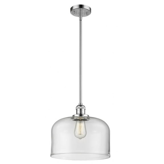 Innovations Lighting  Franklin Restoration Bell - 1 Light 12" Stem Hung Mini Pendant Antique Brass/Clear