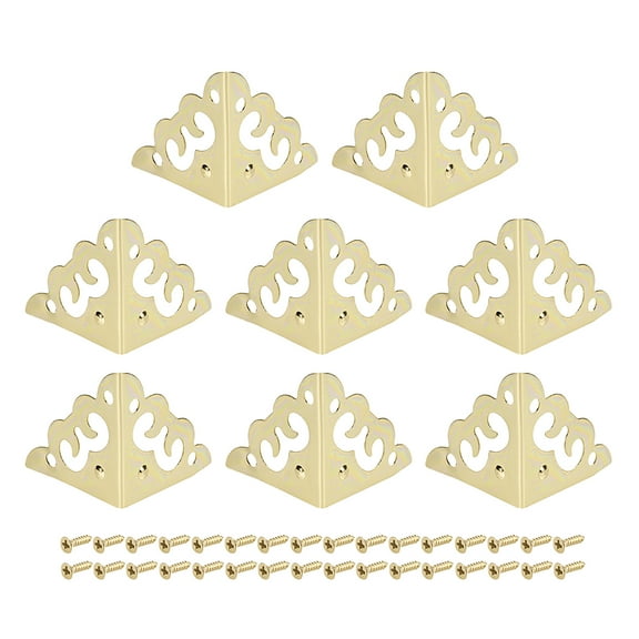 Unique Bargains Metal Box Corner Protectors Wooden Box Edge Guard Protector 30 x 30 x 30mm Gold Tone 8Pcs
