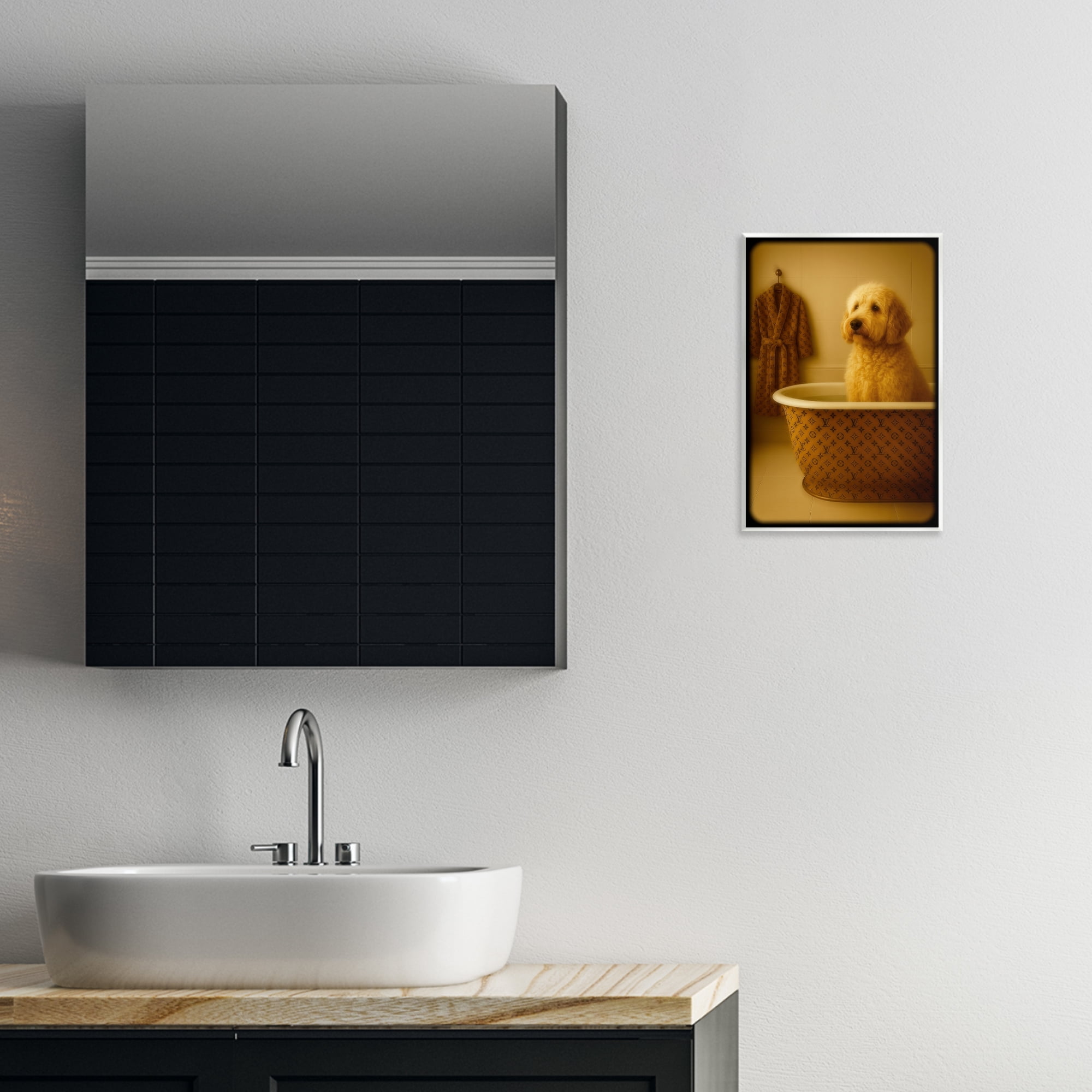 Stupell Industries Couture Dog in Luxury Tub Wall Plaque Art, design by Grotto Studios
