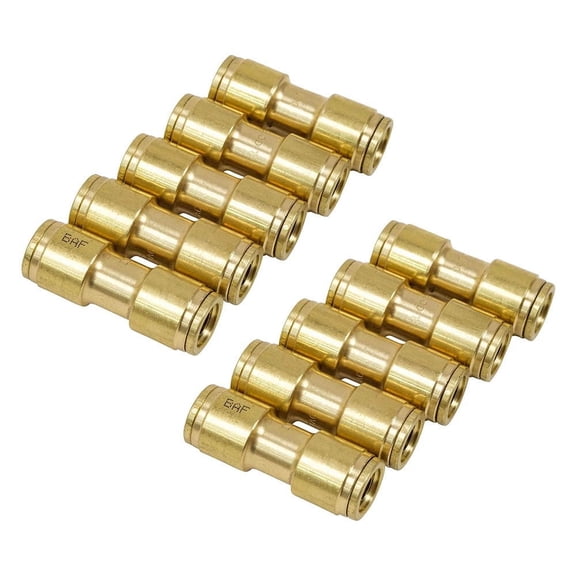DOT Union Connector Brass Push-Lock Air Brake Fitting 3/8" Tube OD, (Set of 10pcs)