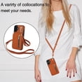 thumbnail image 4 of Wallet Case for iPhone 16 with Wrist and Shoulder Strap, Card Holder Kickstand Feature Flip Zipper PU Leather RFID Blocking Magnetic Buckle Phone Cover for iPhone 16, Brown, 4 of 8