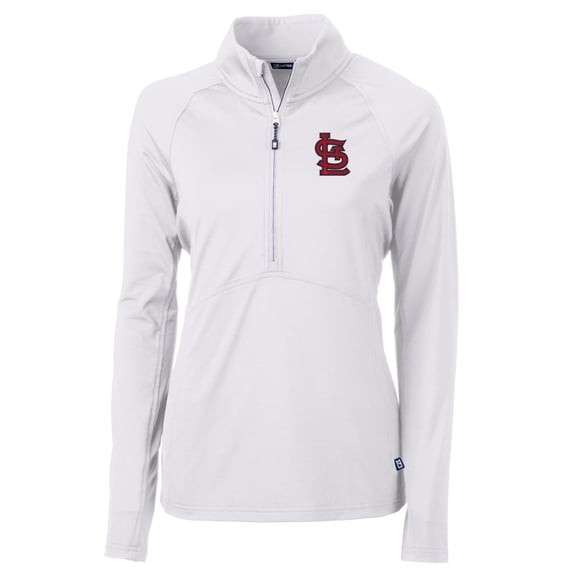 Women's Cutter & Buck White St. Louis Cardinals Adapt Eco Knit Stretch Half-Zip Pullover Top